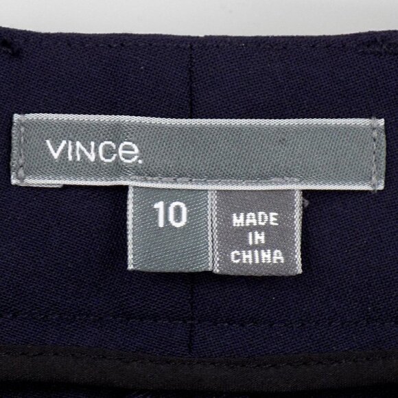 Vince Wool Blend Pants Tapered Leg Size 10 Navy Blue Pockets Zip Up - Picture 3 of 5